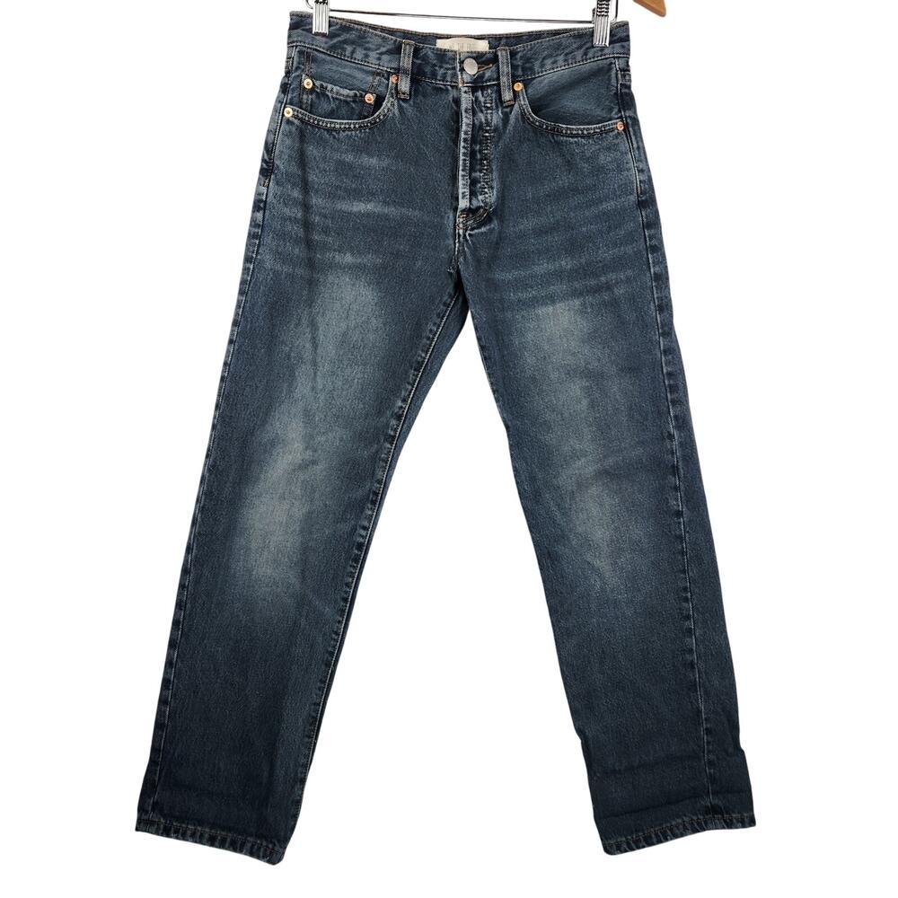 Free People We The Free Jeans Women’s SZ 24 Dark Blue Straight Leg Button Fly